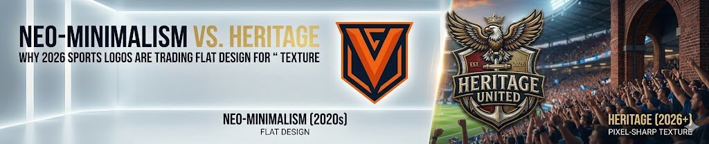 Featured image for “Neo-Minimalism vs. Heritage: Why 2026 Sports Logos Are Trading Flat Design for ‘Pixel-Sharp’ Texture”
