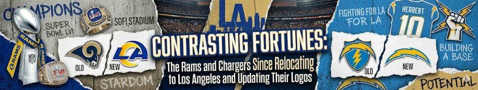 Contrasting Fortunes: The Rams and Chargers Since Relocating to Los Angeles and Updating Their Logos | Logo History Rams and Chargers Relocation Logos