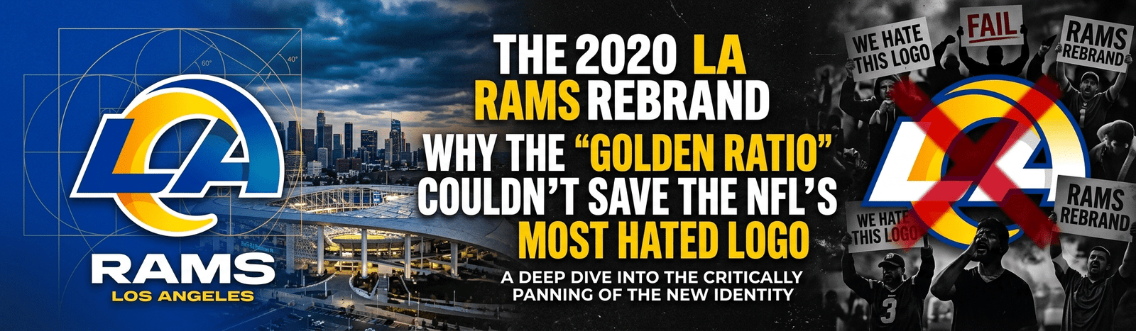SPORTS LOGO HISTORY | Logo History Featured image for “The 2020 LA Rams Rebrand: Why the ‘Golden Ratio’ Couldn’t Save the NFL’s Most Hated Logo”