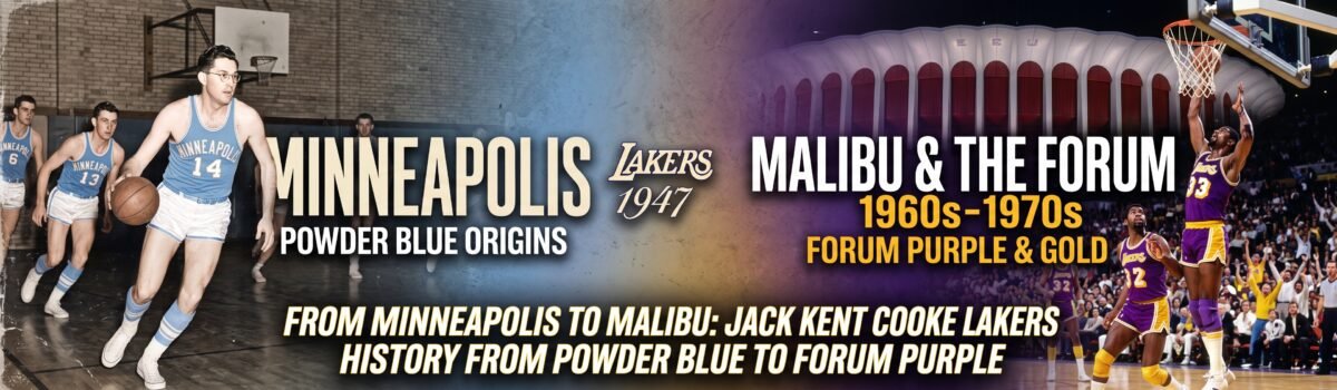 From Minneapolis to Malibu: Jack Kent Cooke Lakers History from Powder Blue to Forum Purple | Logo History Lakers Jack Kent Cooke