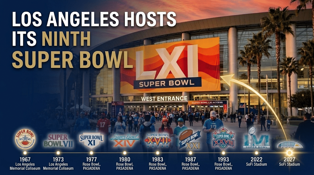Los Angeles Hosts Its Ninth Super Bowl, and the Logos Show How the Game Has Changed Since 1967 | Logo History Los Angeles Hosts Its Ninth Super Bowl, and the Logos Show How the Game Has Changed Since 1967